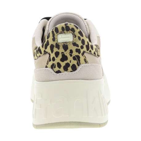 Sneakers or avec motif léopard avec un talon plateau des lacets plats - Image 6
