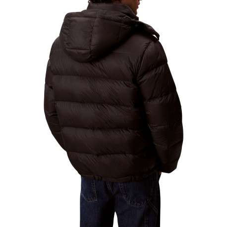 Doudoune noire unie coupe ajustée avec un col à capuche amovible - Image 5