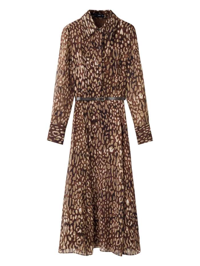 Robe longue brune à motif...