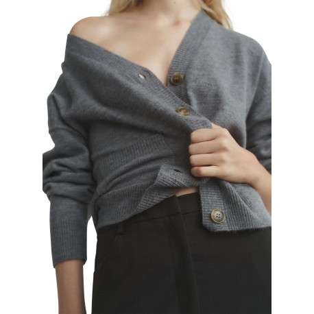 Gilet gris col v pourvu d'une coupe droite et de manches longues - Image 5