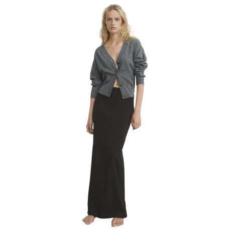 Gilet gris col v pourvu d'une coupe droite et de manches longues - Image 6