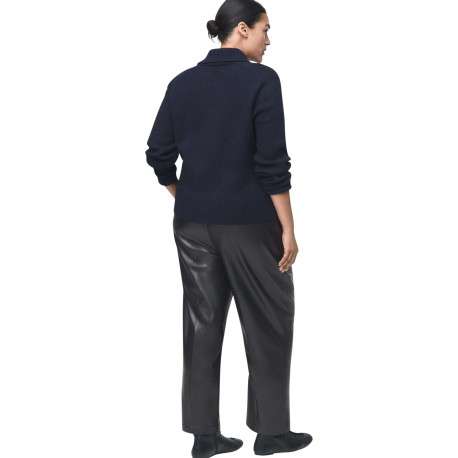 Pantalon chino noir en simili cuir pourvu d'une taille élastiquée - Image 6