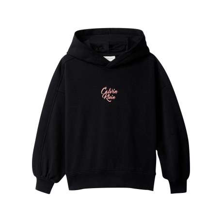 Sweat en coton noir uni avec une coupe ajustée et un col à capuche
