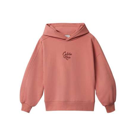 Sweat en coton rose uni avec une coupe ajustée et un col à capuche