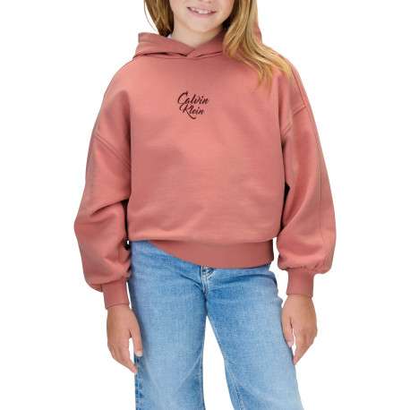 Sweat en coton rose uni avec une coupe ajustée et un col à capuche - Image 2