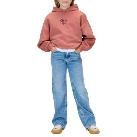 Sweat en coton rose uni avec une coupe ajustée et un col à capuche - Image 4