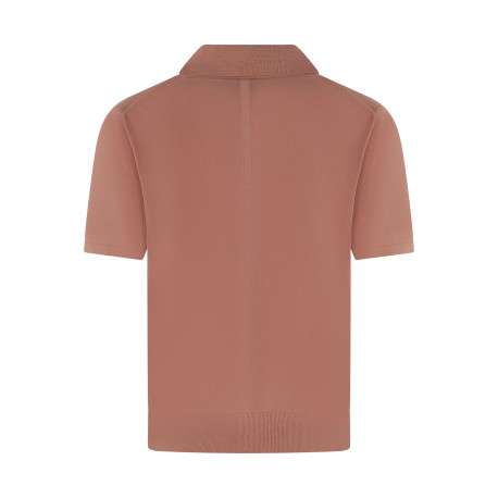 Polo rose uni en coton avec une coupe droite et un col à rabats - Image 2