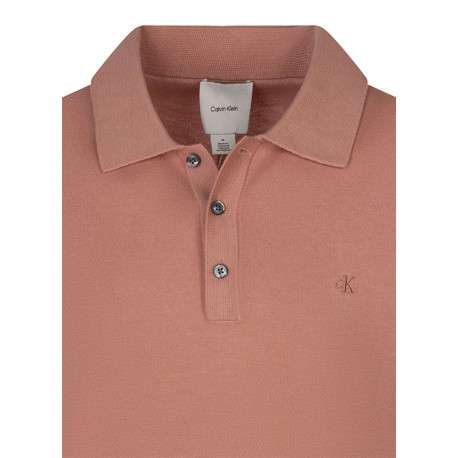 Polo rose uni en coton avec une coupe droite et un col à rabats - Image 3