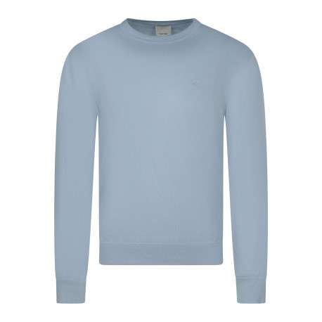 Pull ciel uni en coton avec une coupe droite et un col rond