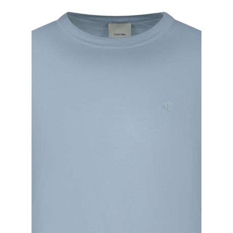 Pull ciel uni en coton avec une coupe droite et un col rond - Image 3