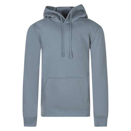 Sweat gris uni à coupe droite avec un col à capuche et logo en relief