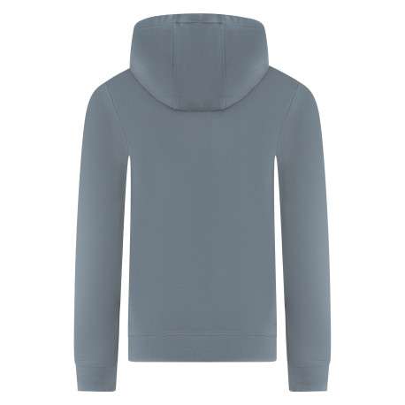 Sweat gris uni à coupe droite avec un col à capuche et logo en relief - Image 2