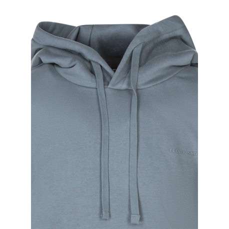 Sweat gris uni à coupe droite avec un col à capuche et logo en relief - Image 3
