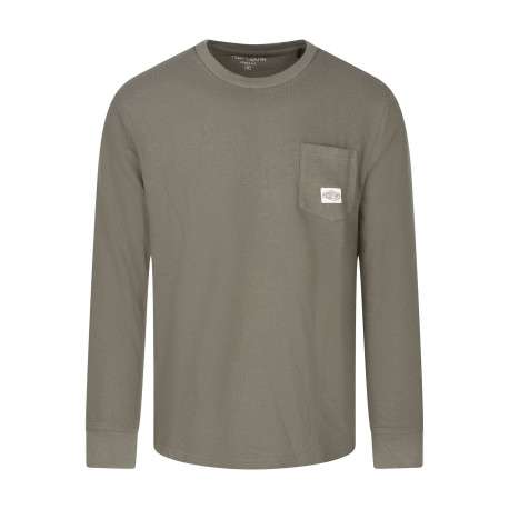 T-shirt kaki uni en coton avec une coupe droite et un col rond