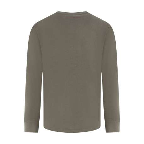 T-shirt kaki uni en coton avec une coupe droite et un col rond - Image 2