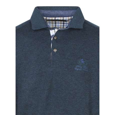 Sweat marine moucheté avec un col polo et des manches longues - Image 3