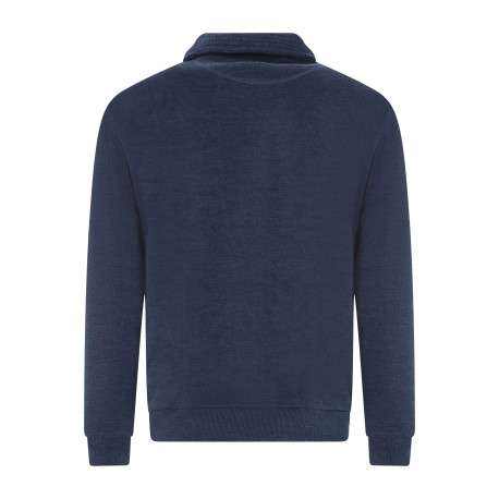 Sweat bleu côtelé avec un col montant zippé et des manches longues - Image 2