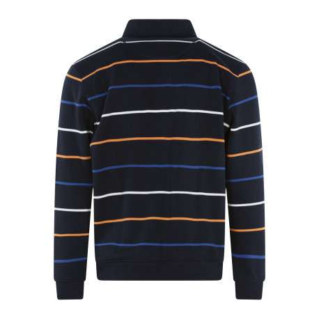 Sweat marine à rayures avec une coupe droite et un col polo - Image 2