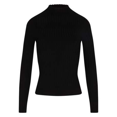 Pull noir pourvu d'un col montant et de manches longues