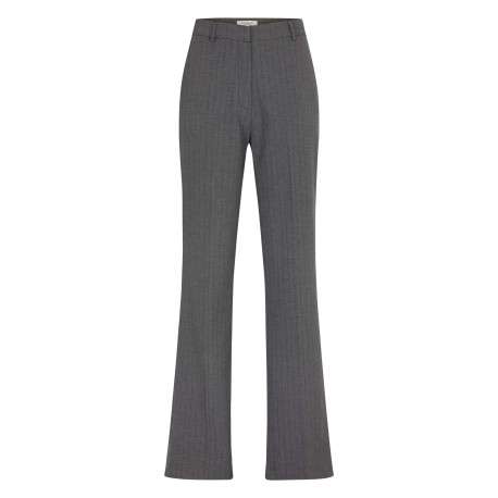 Pantalon Chino gris rayé coupe bootcut pourvu de passants pour la ceinture
