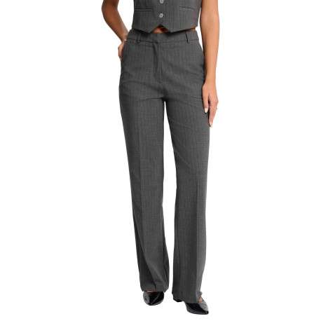 Pantalon Chino gris rayé coupe bootcut pourvu de passants pour la ceinture - Image 2