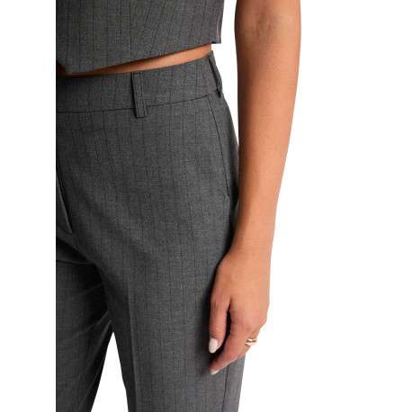 Pantalon Chino gris rayé coupe bootcut pourvu de passants pour la ceinture - Image 4