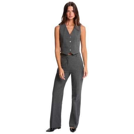 Pantalon Chino gris rayé coupe bootcut pourvu de passants pour la ceinture - Image 5
