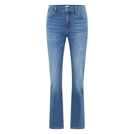 Jean en coton mélangé indigo avec une coupe droite à zip et à bouton