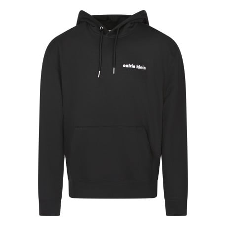 Sweat noir uni à coupe droite avec un col à capuche et imprimé logo