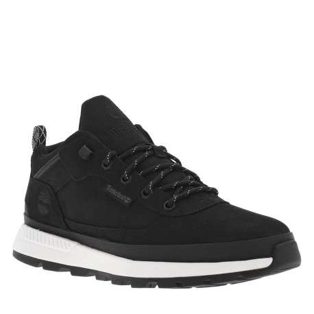 Sneakers en cuir noires à talon plat avec des lacets ronds et logo embossé - Image 4