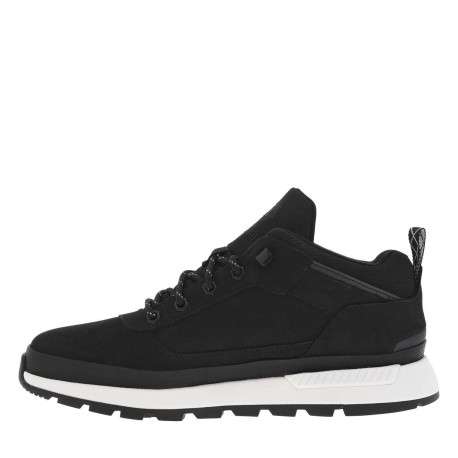 Sneakers en cuir noires à talon plat avec des lacets ronds et logo embossé - Image 3