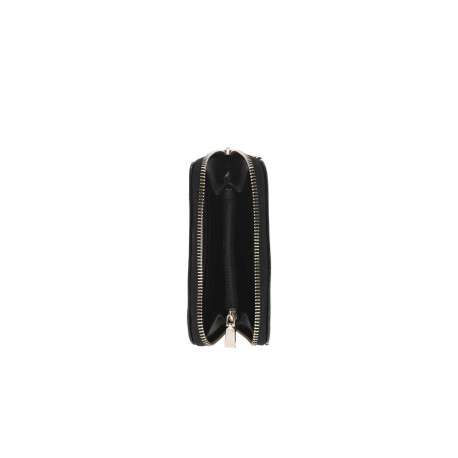 Portefeuille noir vernis fermeture zippée dorée avec un logo métallique - Image 3