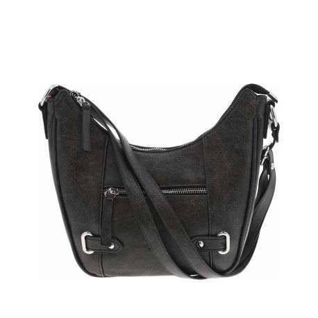 Sac noir uni bandouliere ajustable avec zip et logo gravé devant