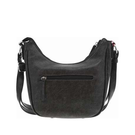 Sac noir uni bandouliere ajustable avec zip et logo gravé devant - Image 3