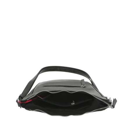 Sac noir uni bandouliere ajustable avec zip et logo gravé devant - Image 4