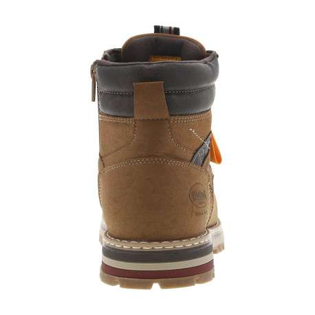 Bottines miel à talon plat avec un zip et des lacets ronds et logo embossé - Image 6