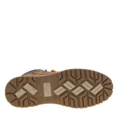 Bottines miel à talon plat avec un zip et des lacets ronds et logo embossé - Image 5