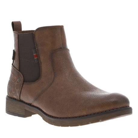 Boots cognac à talon décroché bas avec un zip et un soufflet élastiqué - Image 3
