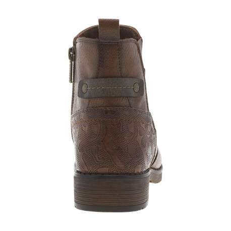 Boots cognac à talon décroché bas avec un zip et un soufflet élastiqué - Image 6