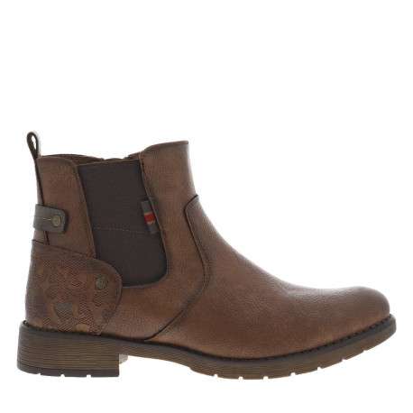 Boots cognac à talon décroché bas avec un zip et un soufflet élastiqué - Image 2