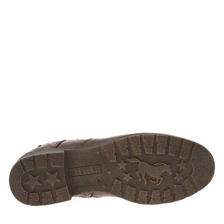 Boots cognac à talon décroché bas avec un zip et un soufflet élastiqué - Image 5