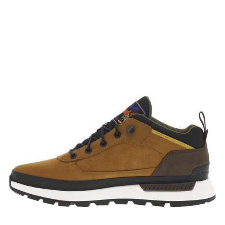 Sneakers en cuir brunes à talon plat avec des lacets ronds avec logo embossé - Image 3