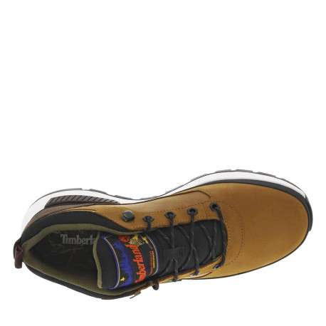 Sneakers en cuir brunes à talon plat avec des lacets ronds avec logo embossé - Image 5
