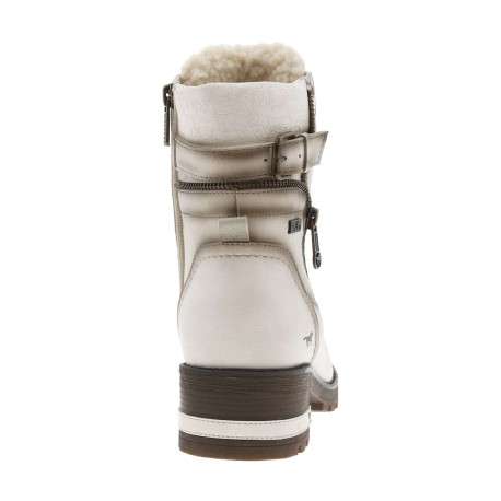 Bottines blanc cassé à talon décroché moyen avec des lacets et un zip latéral - Image 6