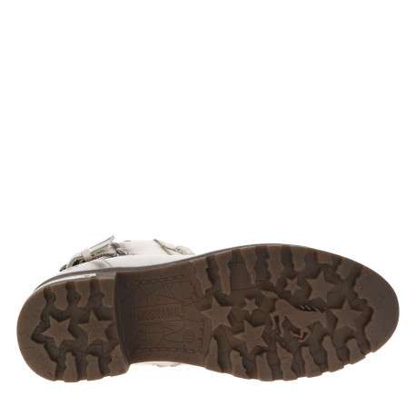 Bottines blanc cassé à talon décroché moyen avec des lacets et un zip latéral - Image 5