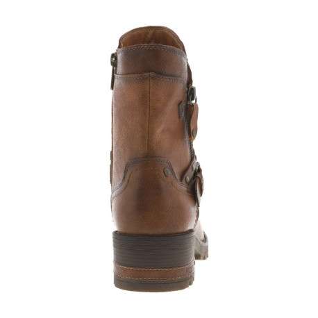Boots cognac à talon décroché moyen avec un zip et une boucle décorative - Image 6