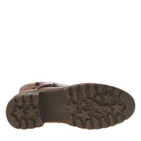 Boots cognac à talon décroché moyen avec un zip et une boucle décorative - Image 5