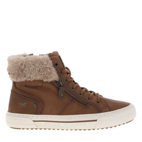 Tennis cognac à talon plat avec un zip latéral et des lacets ronds - Image 2