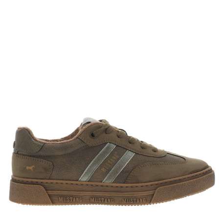 Tennis olive à talon plat avec des lacets et nom de la marque en doré - Image 2