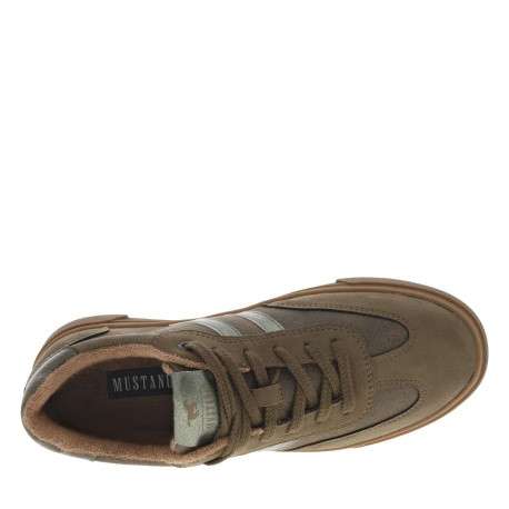 Tennis olive à talon plat avec des lacets et nom de la marque en doré - Image 4